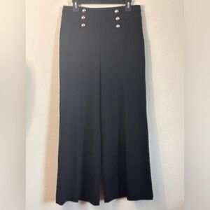 INC INTERNATIONAL CONCEPTS Sz 6 Black Silver Button Bell Bottom Dress Slacks NWT